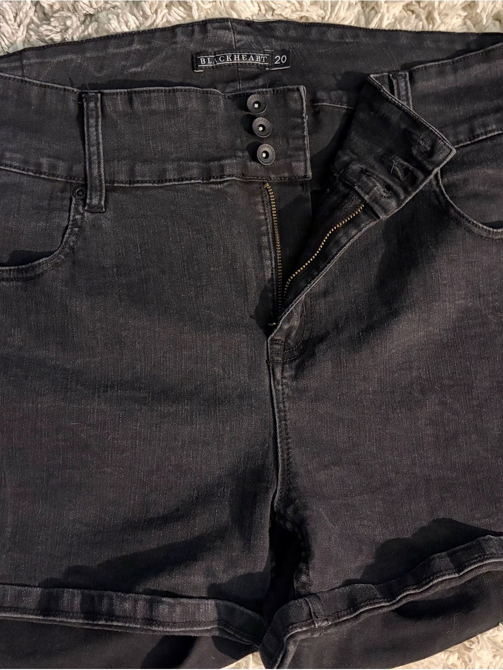Black Denim Shorts - Size 20